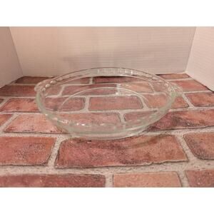 Vintage Clear Pyrex Pie Plate Scalloped Fluted Edge #229 H6 10 in Made in USA